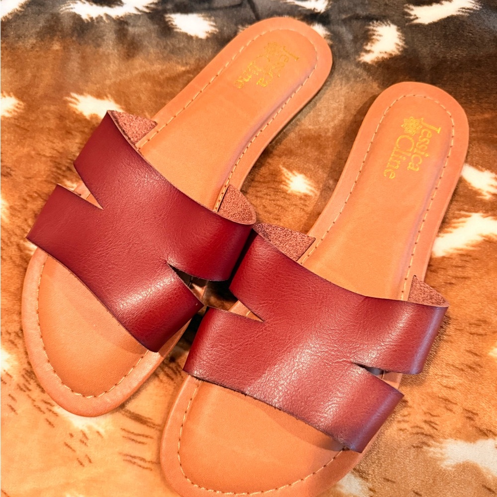 Chic Burgundy Slide Sandals